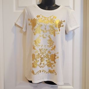Cynthia Rowley White and Gold T-Shirt